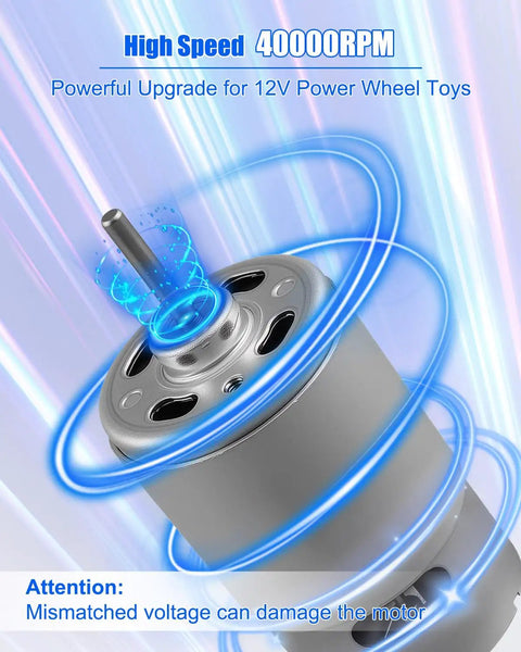 2-Pack 12V RS550 High Speed Electric Motor Upgrade For Ride On Kids Cars, shown with blue design highlight, delivers up to 40000 RPM