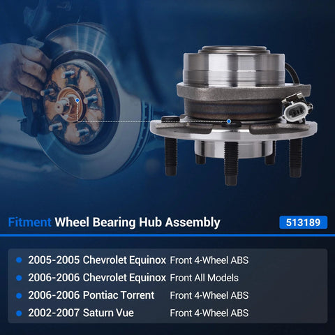 Front Wheel Hub And Bearing Assembly Fits Chevy Equinox 2005 2006, Saturn Vue 2002 2007, Pontiac Torrent 2006 For A Smooth Ride