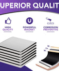 Ultra Strong Neodymium Square Magnets Pack Of 6 1.16 Inch Square By 1/8 Inch Thick Rare Earth Fridge Magnets, NiCuNi coated