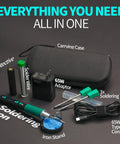 Portable Soldering Iron Pen Kit with 65W PD QC Type C Power, rapid 5 second heat up, includes 3 tips, solder wire, protective cap.