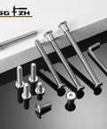 1/4 20 X 1/2 Flat Head Hex Socket Cap Screw And Bolt Pack With Hex Wrench Solid 304 Stainless Steel Hardware on black surface.