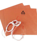 Beefed Up Silicone Heated Bed Mat For 3D Printers 120V 750W With NTC 100K Thermistor No Hole 300x300mm 12x12 In, displayed in orange.