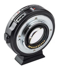 Canon EF To Micro Four Thirds Focal Reducer Booster Adapter 0.71x, side view on white background