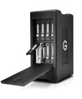 Kickass 48TB 8 Bay Thunderbolt 2 External Drive Rack with removable bay, steel casing for portable video editing.