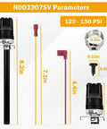 Air Compressor Pressure Switch 120 To 150 PSI 120V AC Durable Pressure Controller dimensions and components shown