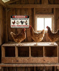 Warning Highly Trained Chickens Tin Sign For Chicken Coops And Farm Decor Funny Backyard Fence Sign Gag Gift For Chicken Lovers Weather Resistant Metal 8x12 Inch Outdoor Wall Plaque