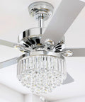Dope Chandelier Style Ceiling Fan With Remote And Light, 52 Inch Fandelier For Living Room with Crystal Lampshade, Black Finish