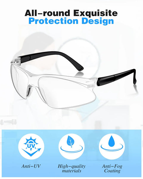 Bulk 100 Pair Clear Safety Glasses ANSI Z87.1 Certified Rock Solid Eye Protection Slides Right Over Your Specs No Sweat Design With Durable Black Temples Pro Level Work Gear Built For The Daily Grind At Jobsites And Active Workshops