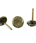 Top Shelf Antique Brass Upholstery Tacks, Hammered Furniture Nails For Couch Repair, 7 16 Inch, 100 Piece Bulk Box, Heavy duty fasteners with unique dome heads.