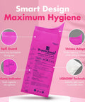 Pink Disposable Urinal Bags 28oz Six Pack For Travel On The Go Odorless And Leakproof Portable Urine Bags with features highlighted.