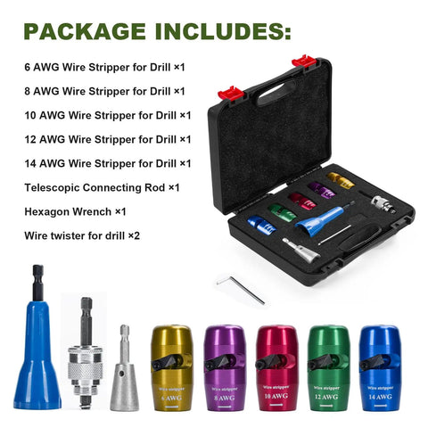 8 In 1 Electrician Wire Stripper And Twister For Drill, 2026 Upgraded Tool with multiple heads, case, rod, and wrench