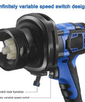 Pickup And Go 21V Lithium Battery Electric Fuel Transfer Pump with 36 Inch Stainless Steel Tube featuring variable speed switch.