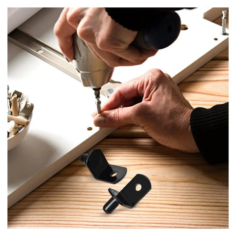 Installing Heavy Duty L Shape Shelf Pegs For Cabinets And Wood Shelves, Nickel Plated Iron Supports, secure glass shelves setup