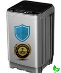 Lowkey Quiet Portable Washing Machine Full Automatic 2.0 Cubic Foot Compact Washer Grey showing warranty details and control panel.