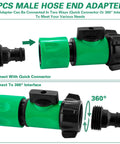 Garden Hose Quick Connect Kit With Three Quarter Inch GHT Female Connectors And Valve Quick Release in green and black