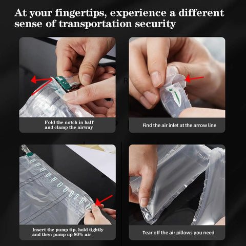 Steps for using 200 Count Air Pillows For Shipping Supplies, Box Filler Alternative To Packing Peanuts, Size 4.72 by 9.84 Inches
