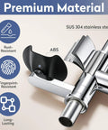 Close-up of SINGSUO Pull Down Kitchen Faucet with Glass Rinser (Chrome) showcasing stainless steel and ABS materials.