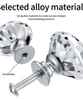 Crystal Cabinet Knob Set 8 Pack Diamond Glass Dresser Knobs For Cabinets And Drawers Premium Aluminum Alloy Hardware With Slick Diamond Shine Smooth Edges Durable Corrosion Resistant Easy Installation Modern Glam silver crystal knob with screw hole