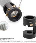 Aluminum Tungsten Electrode Sharpener Grinder with Multi Angle Settings showing 10, 15, 20, 22.5 degree angles for stable welds