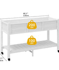 Raised Garden Bed On Wheels With Legs And Lockable Casters, Weather Resistant HDPE Elevated Planter Box, Double Tier Poly Wood