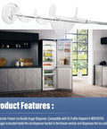 Upgrade Ice Maker Dispenser Auger For Refrigerator Replacement Parts Includes WR17X11705 shown in kitchen with open fridge