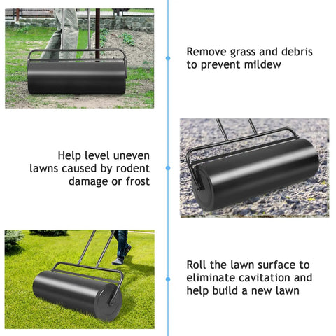 Beefed Up Heavy Duty Lawn Roller 13 Gallon Sand And Water Filled Push And Tow Behind Yard Roller With U Shaped Pull Handle Made From Steel Perfect For Grass Seed Turf Sod Drum Farm Park And Garden Use