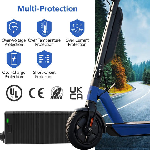 54.6V 2A UL Listed Electric Scooter Charger Replacement For Hiboy Gotrax GXL Jetson Razor And More, multi-protection features