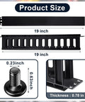 4 Pack 1U Rack Cable Management Sleeves Kit with Horizontal Mount Clips, 12 Slot Organizer, dimensions and panel cover details