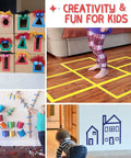 Creative kids activities using masking tape for hopscotch, wall art, and crafts with Colorful Masking Tape Set Six 1 Inch By 40 Feet Rolls