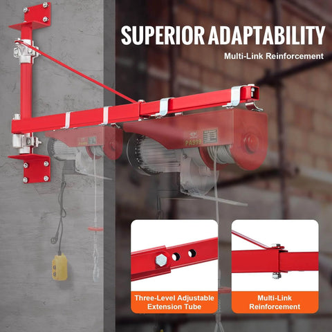 Wall Mount Jib Crane With 1320 Lbs Load Capacity For Electric Hoist and Swing Arm Scaffold Lift 180 Degree Swivel, multi-link reinforcement