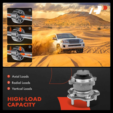 Rear Wheel Bearing And Hub Assembly 5-Lug Compatible With Nissan Rogue 2008 2013 And Rogue Select 2014 2015 FWD Only High Load Capacity