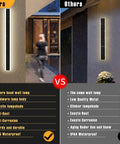 Comparison of Four Direction Black Acrylic Outdoor Wall Light With 3000K Warm Glow and another waterproof sconce
