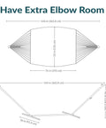 Diagram of a 12ft Rope Hammock With Stand For Outside Kick Back Backyard Vibe Heavy Duty Freestanding Outdoor Hammock Set With Quilted Pad And Pillow 12 Foot Steel Frame 275 Lb Capacity Royal Red showing dimensions of 144x52 inches.