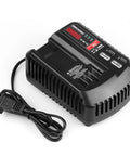 V20 20V Battery Charger With Dual USB Ports For CMCB201 CMCB202 CMCB204 CMCB206 CMCB209, black design with power cord