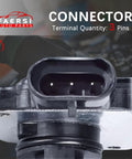 Close-up of 3-pin connector on Mass Air Flow Sensor MAF AFH50M05 Replacement For Buick LeSabre Pontiac Grand Prix Oldsmobile 88