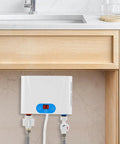 Ace Wall Mounted Tankless Water Heater Delivers Instant Hot Water With 220Volt 5Point5Kilowatt Fast Heating For Kitchen And Bathroom under sink.