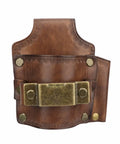 Leather Tool Holster With Hammer Loop, Tape Measure Holder, And Pencil Pouch For Belt, front view product image.