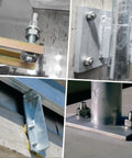 Collage showing Three Eighths Inch By Three Inch Wedge Anchor Set In 304 Stainless Steel used in various structural installations.
