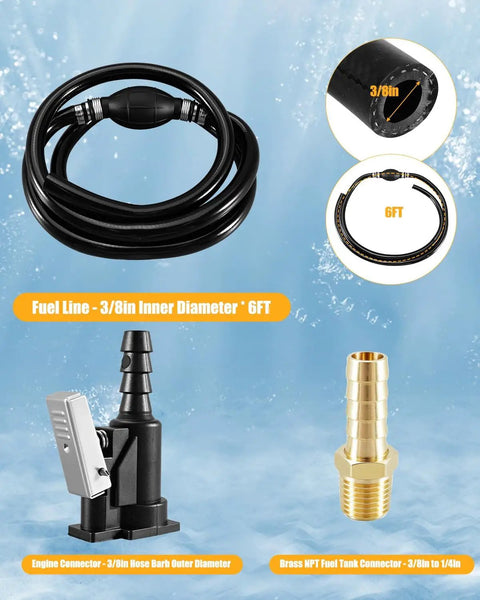 Outboard Fuel Line Kit With Primer Bulb For OMC Johnson And Evinrude Replacing FO4280-2152-OMC Engine Connectors 22-13563A6 22-13563Q7 22-13563T7 Includes Fuel Line Primer Bulb Tank Connector And Clamps