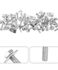 30 Pairs M6 Silver Metal Body Bolts And U Nut Clips Kit For Car Bumper And Body Panels With Firm Grip And Vibration Resistant Retainers To Cut Replacement Needs Auto Fasteners For Hood Guard And Bumper Liner close-up of M6 bolts and U-nut clips