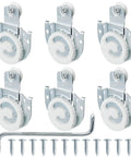 Sliding Closet Door Rollers Hardware Kit With Adjustable Mounting Hooks And Screws, Smooth Quiet Replacement For Medium To Light Doors, Includes Spare Screws And Tools, Silver Finish, Six Pack