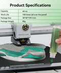 Rock Solid 60ML 3D Printer Adhesive Glue being applied on a Bambu Lab 3D printer bed with product specifications shown