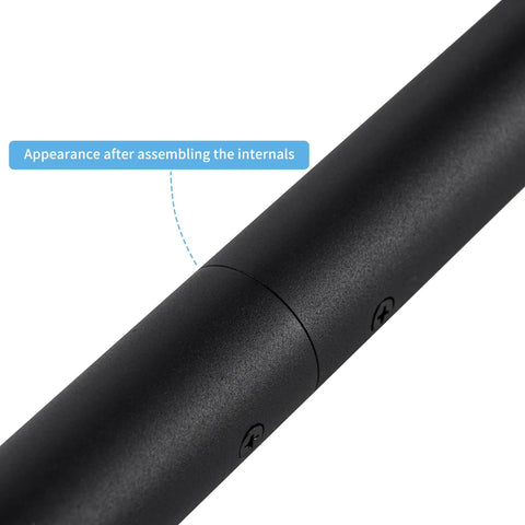 Close-up of 7FT Modern Aluminum Wall Mount Handrail Matte Black, showcasing assembled internals for secure installation.