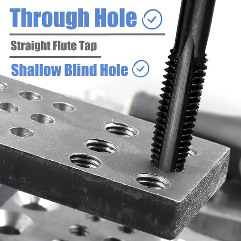 Pro Grade Fourteen Piece Thread Tap Set With Nitriding Coated HSS Taps For SAE Threads Ranging From Six To One Half Inch NC By Mesee