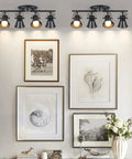 4-Light Track Lighting Kit Black Semi Flush Mount Ceiling Light With Four Rotatable Heads in modern living room setting