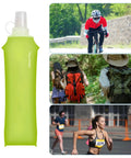 Leak Proof Folding Water Bottle With Sport Design, All Day Hydration, outdoor activities, green soft design, 500ml size