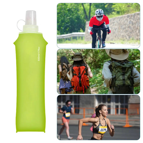 Leak Proof Folding Water Bottle With Sport Design, All Day Hydration, outdoor activities, green soft design, 500ml size