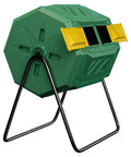 43 Gallon Dual Chamber Compost Tumbler For Easy Outdoor Garden Composting With Sliding Door Rotating Bin Tumbling Composter in green