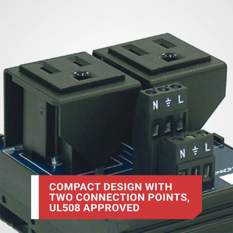 IMACP02 Duplex Three Prong Modular Outlet DIN Rail Mount AC Receptacle Black For 120V 15A NEMA 5 15P