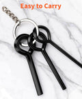 8 Piece Allen Wrench Keychain Set with black metal hex keys and key rings on marble surface, "Easy to Carry"